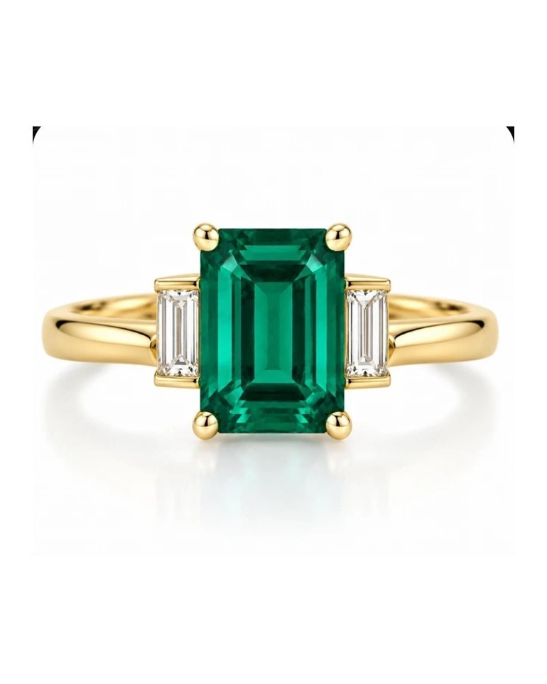 Lab Emerald & Diamond Ring