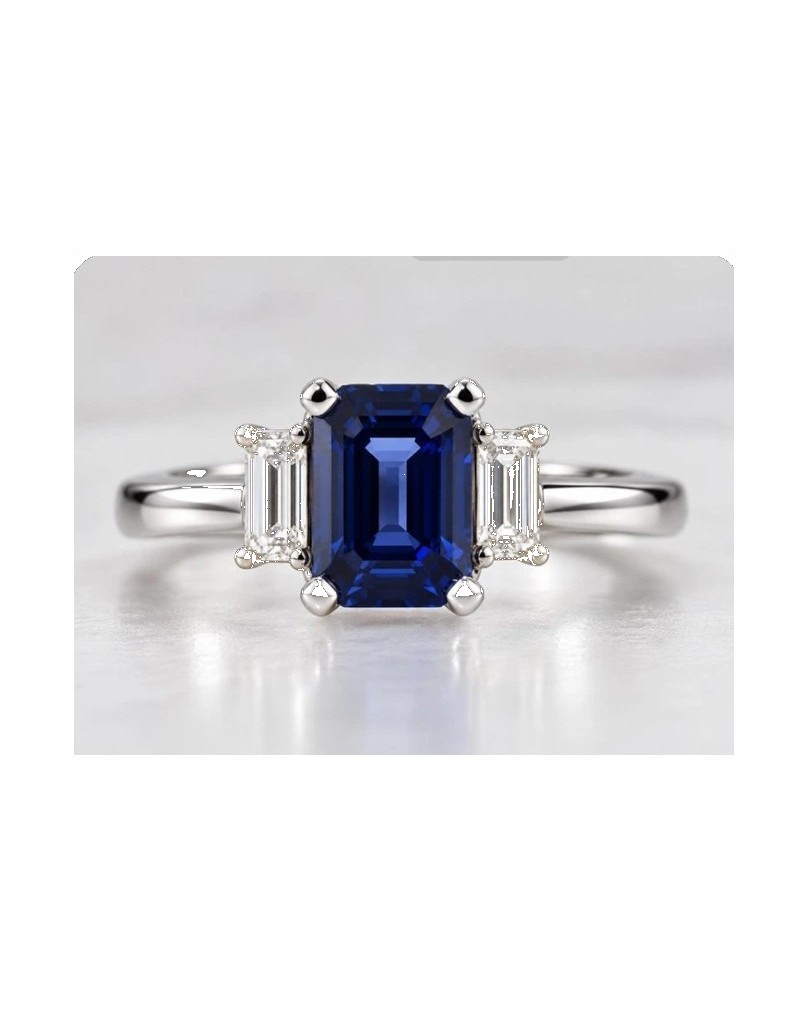 Sapphire & Diamond Three-Stone Ring