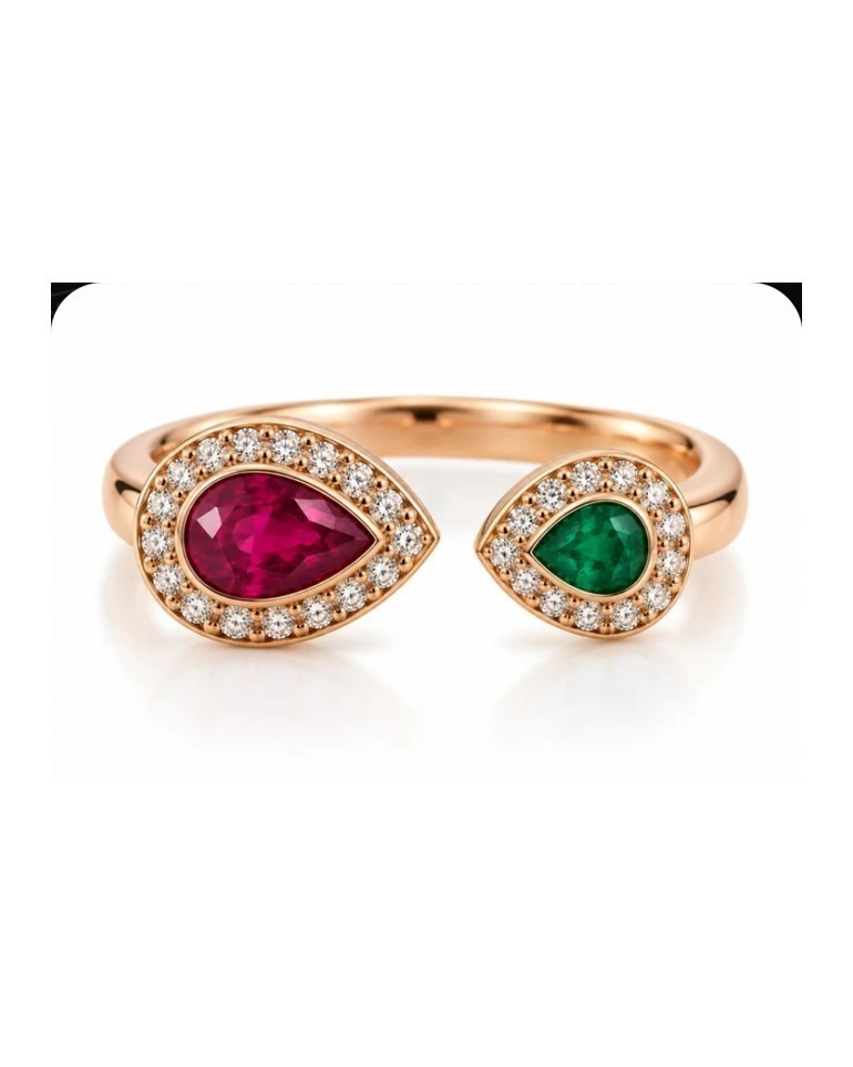 Ruby, Emerald & Diamond Ring