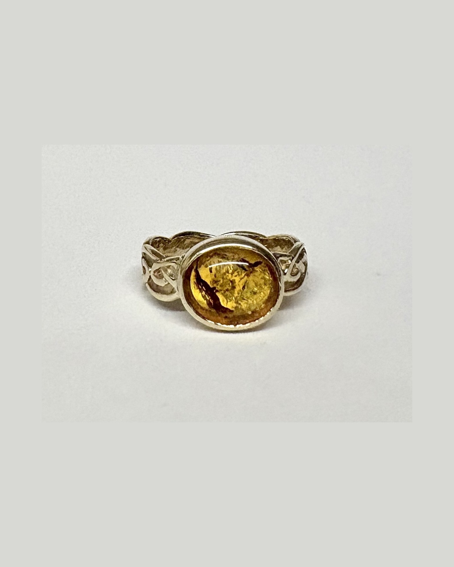 Amber Celtic ring