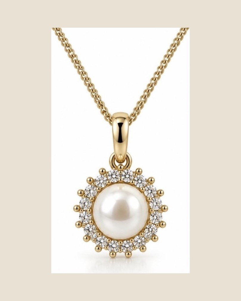 Pearl & CZ Halo Pendant