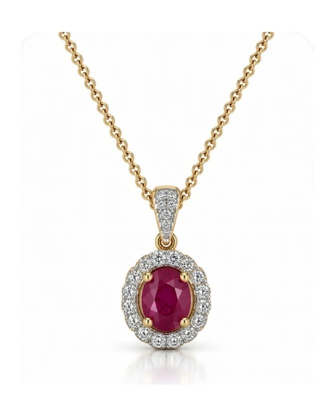 Ruby & Diamond Halo Pendant