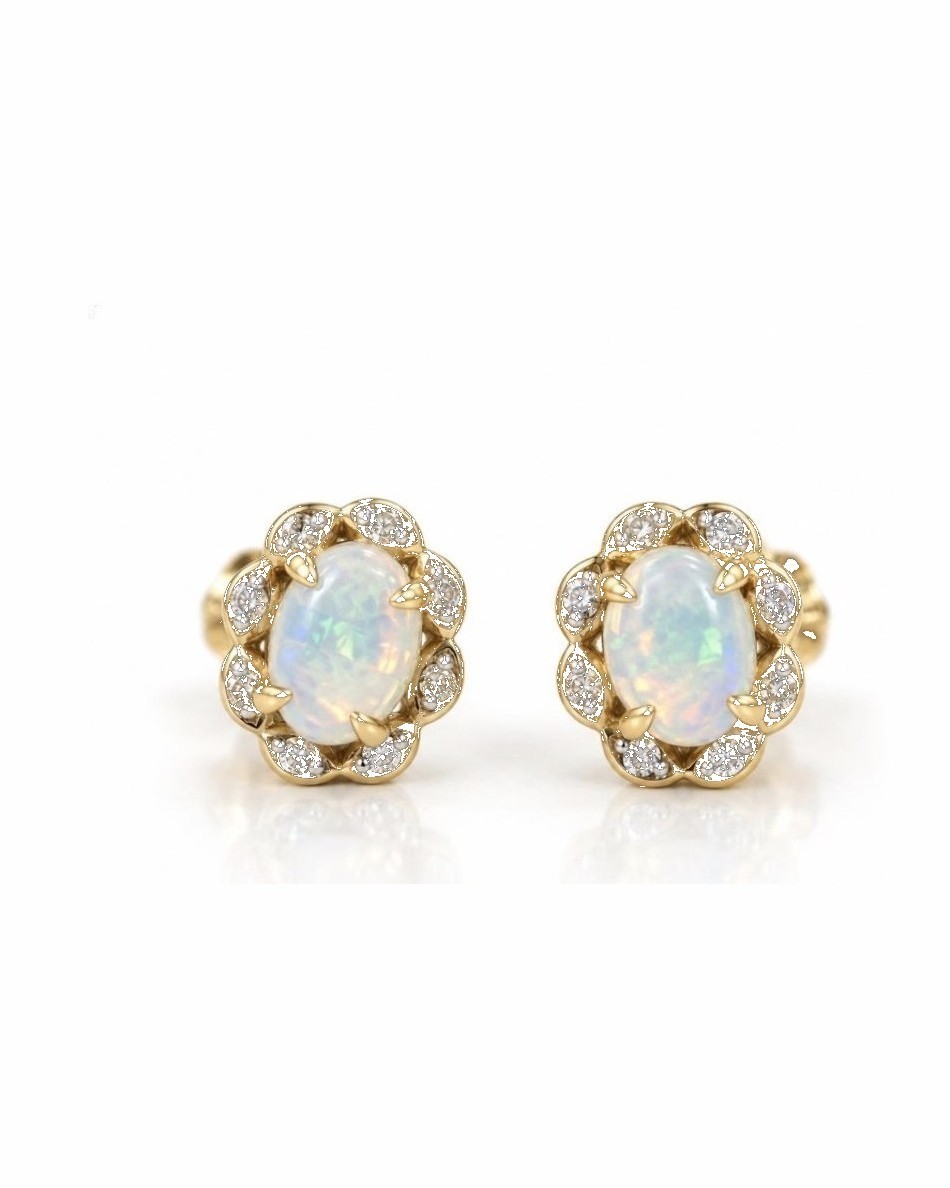 Opal & Diamond Stud Earrings