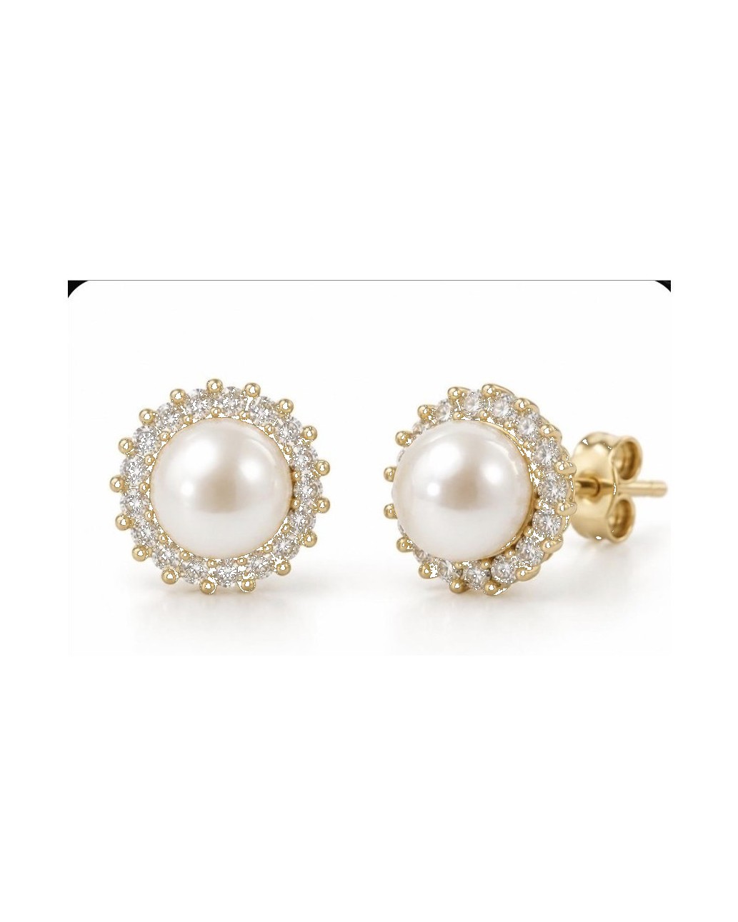 Pearl & CZ Halo Earrings