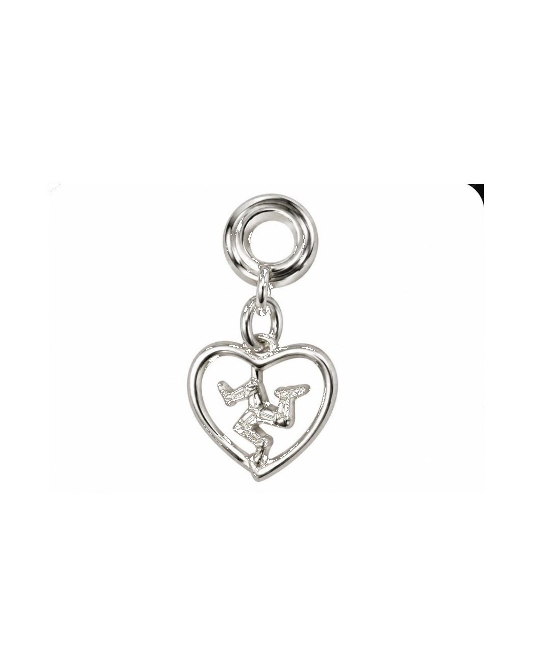 Three legs of Man set in heart charm carrier - charm712