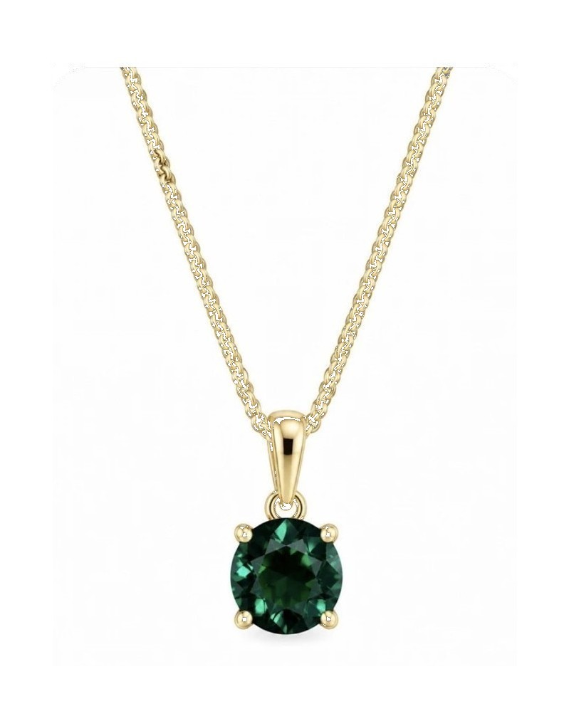 9ct Yellow Gold Emerald CZ Pendant & Chain