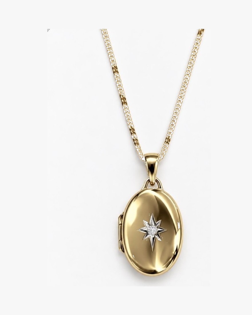 9ct Yellow Gold Locket Set with a Diamond